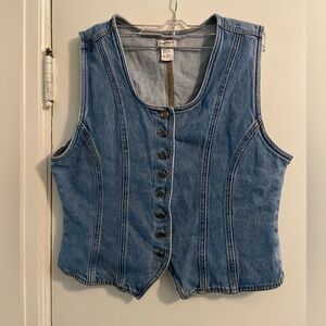 Y2K Western 100% Cotton  Denim Button Front Vest Size Large